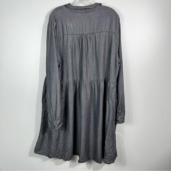 Time & True Dark Silver Gray Button Down Midi Length Long Sleeve Shirt Dress XXL - Picture 7 of 7